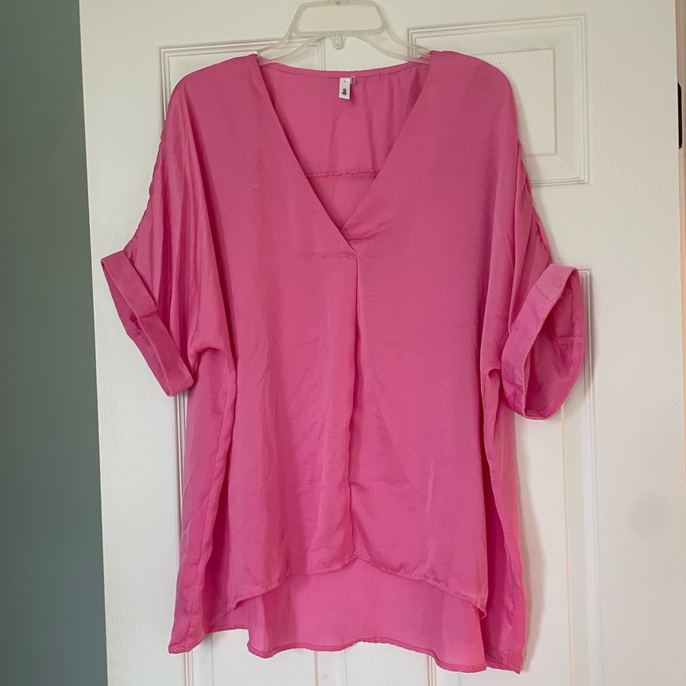 Women’s Pink V-Neck Blouse Size L